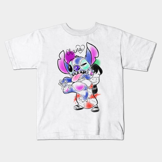 Lilo and Stitch Kids T-Shirt by OktInk